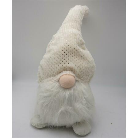 PALACEDESIGNS 28.25 x 7.87 x 7.87 in. Creamy White Fuzzy Fabric Gnome PA3104663